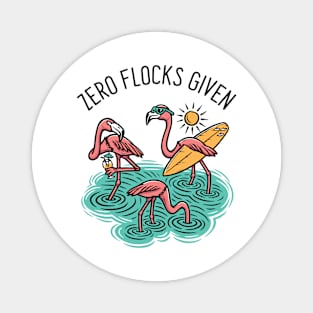 zero flocks given beach surfing flamingos Magnet